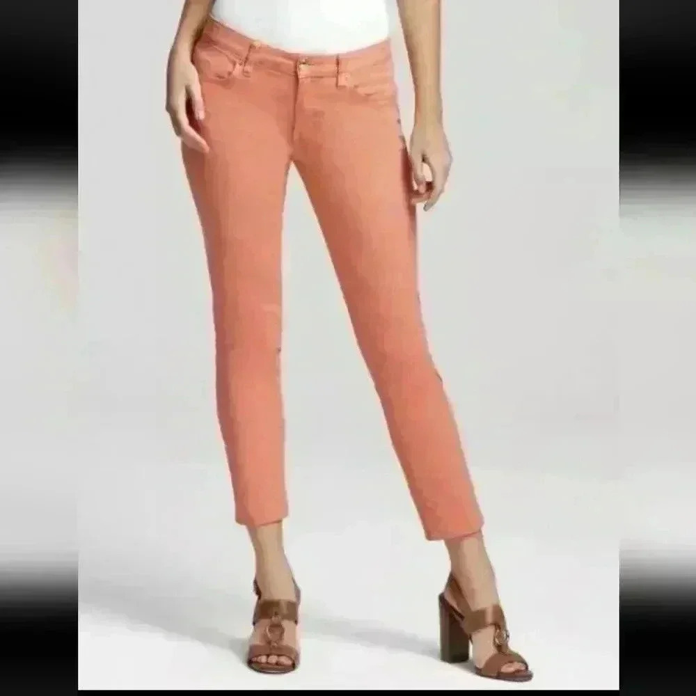 TORY BURCH Alexa Cropped Skinny Coral orange size 24 Stretch